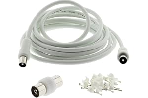 REULIN 3C2V TV Coaxial Cable 10M - Nickel Plated RF Coax Extension Lead for Freesat, Aerial Socket, Freeview, Sat,DVD,VCR,SKY, Smart U-HD TV, Virgin, BT, Antenna Box, Y Splitter, Signal Booster 10 Meter