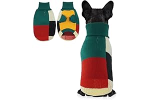 Hjumarayan Maglione vintage per cani di piccola taglia con foro per la pettorina, per cani di piccola taglia, con collo alto, maglione per cani con gambe, caldo, colore verde, S