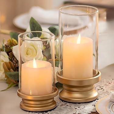 Soaoo Set 3 Portacandele A Colonna In Ceramica Bianca E Blu - Altezze 25/21/15 Cm, Motivi Floreali Tradizionali
