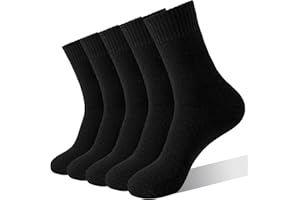 MOSOTECH 5 Pairs Thermal Socks for Women - Thick Cushioning Inner, Lock in Warmth, Ladies Winter Cosy Breathable Crew Boot Socks for Walking Casual Daily, UK Size 4~8