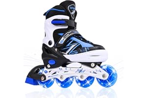 DUZSKJ Verstellbare Inline Skates für Kinder Jungen und Mädchen mit beleuchteten Rädern, Einstellbare Outdoor-Kinder-Rollschuhe für Mädchen und Jungen