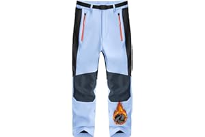 Holure Kinder Softshellhose mit Fleecefütterung | Wasserabweisend Winddicht Warm | Schneehose Skihose Wanderhose Trekkinghose | Jungen Mädchen Funktionshose mit Reißverschlusstaschen