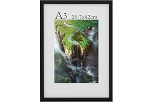 DETEXIS A3 Picture Frame, A3 Frame (29.7 X 42 cm), Black Wooden A3 Photo Frame with Acrylic Board, Wall-Mounted A3 Poster Frame, A3 Photo Frame for A3 Print albums, Bedroom and Living Room Decoration