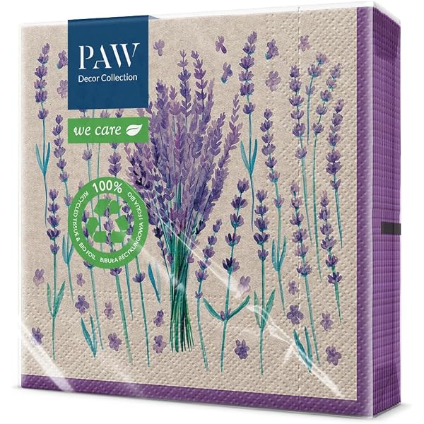20 Servietten Mit Lavendel-Motiv – 33x33 Cm, 3-lagig, Für Tischdeko & Basteln