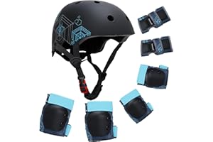 YOOXARMOR Casco da Bici per Bambini, Caschi per Bambini degli Animato 3-5-8 anni,Set di Protezioni Sportive Leggere con Ginocchiere, Gomitiere e Polsiere per Skateboarding Bicicletta Scooter