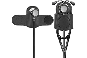 CHIHUTOWN Leather Stethoscope Holder Hip Clip, Stethoscope Hip Holder for Waist Belt, Clip-on Stethoscope Holder for Physicians Nurses (black)