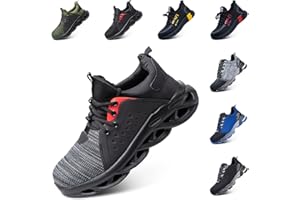 HITMARS Zapatos de Seguridad para Hombre Mujer Zapatos de Trabajo Calzado de Seguridad Zapatillas Seguridad S2 S1 S3 Puntera de Acero Nergo Azul Gris Verde Rojo Amarillo Tamaño 36-48