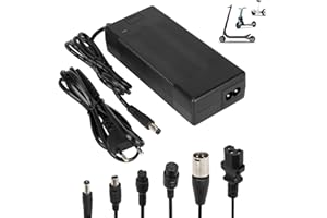 HPGAAVD Chargeur Trotinette Electrique，42V 2A Chargeur Xiaomi M365, Chargeur Universel pour Batterie Lithium 36V avec 6 Connecteurs，Charge Rapide pour Hoverboard，E-Bike，Scooter électrique