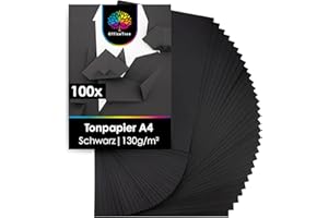 OfficeTree 100 x Tonpapier Schwarz A4 130g - Schwarzes Tonpapier A4 - Bastelpapier - Tonzeichenpapier zum Basteln & Malen & Drucken