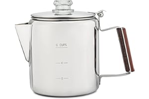 COLETTI Bozeman Coffee Percolator — Camping Coffee Makers, Stove Top Percolator Coffee Pot — NO Aluminum or Plastic [6 cup]