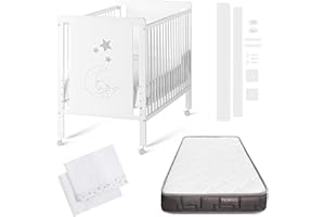 COOL · DREAMS Cuna Colecho de Bebe, Kit para Unir la Cuna con la Cama, Colchón HR Morfeo Certificado Oeko-Tex® y CertiPUR, 4 Ruedas, Sábana Bajera y Encimera de Algodón Natural. Indi CoolDreams CoolDreams