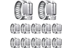 HOLMOL Hose Clips 12PCS, Adjustable 10-16mm Range Hose Clamp Set, 304 Stainless Steel Pipe Clips, Worm Drive Hose Pipe Clips, Pipe Clamps Clips for Hose Pipe Tube, Water Pipe, Automobile Pipe
