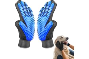 QUALDESN 2 Pcs Cat Grooming Glove, Pet Dog Cat Brush Glove, Gentle Deshedding Brush Glove, Premium Glove for Easy, Mess-free Grooming with 180 Tips, for Dogs,Cats,Rabbits,Horses with Long/Short Fur