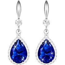 Orecchini A Goccia Topazio Blu E Zirconi – Argento Placcato, Borchie, Regalo Vacanze, Luckyshine - Foto 3