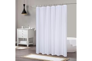 LINTIMES Bardzo długa zasłona prysznicowa, biała, luksusowa, 190 g/m², gruba, poliestrowa, zasłona prysznicowa, nadająca się do prania, biała, 180 x 240 cm