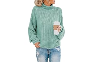 Imuedaen Pullover Damen Elegant Winter Rollkragenpullover Strickpullover Grobstrickpullover Casual Lose Langarm Pulli Oberteile