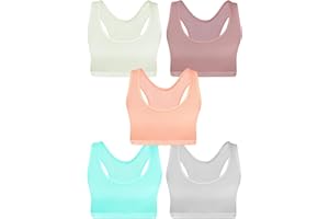 LOREZA ® 5 Mädchen Bustier Baumwolle Strass & Glitzer Sport BH