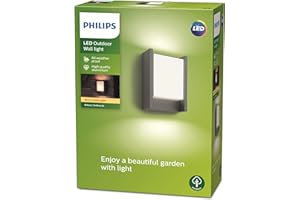 PHILIPS LIGHTING Philips Arbor Applique murale d'extérieur LED (6 W), lampe d'extérieur résistante aux intempéries avec lumière blanc chaud, éclairage LED à économie d'énergie, anthracite
