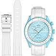Stanchev Omega x Swatch MoonSwatch/Rolex Watch Strap 20mm Soft Silicone Omega X Swatch Moonswatch Speedmaster Replacement Band Curved Moonswatch Swatch Strap Without Gaps Suitable