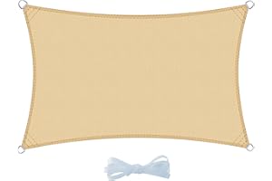 COOL AREA żagiel przeciwsłoneczny prostokątny 4x5m, ochrona przed promieniowaniem UV,odporny na działanie wody,na balkon,taras,do ogrodu,kolor Piaskowy