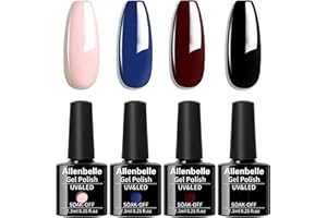Allenbelle UV Nagellack Set 4 Farben,Gel Nagellack Geschenkset,Shellac Set Uv Gel Nail Art,Soak Off UV LED Gel Nagellack (031)