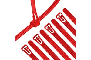 XINGO 100 Pièces Collier de Serrage Rouge Plastique Réutilisables, 300mm x 7.6mm, Attache Câble Colorées, Serre Câbles Nylon, Colliers Serre-Cable Résistant aux UV