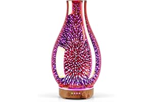 ‎PORSEME Porseme 100ml Aroma Diffuser für ätherische öle,Handgeblasen Rosé Gold Glas Ultraschall Luftbefeuchter Leise,7 Farblichter, BPA-freier, 4 Timern,Defuser Luft Aroma für Wohnung,Schlafzimmer,Geschent