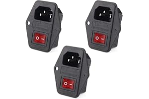 HiLetgo 3pcs AC 250V 15A 3 Terminal Power Socket with Fuse Holder Case ON/OFF Switch Arcade Power Supply