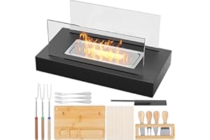 Camino bioetanolo con kit smores, Fillis Caminetto etanolo Camino da tavolo Stufa Giardino Camino da esterno interno Mini caminetto con barbecue accessori Decorazione per Festa Balcone Terrazza