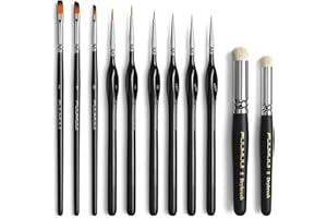 Fuumuui Miniature Paint Brushes with Dry Brush Set for Miniature Painting 11Pcs, Miniature Model Paint Brush Set Drybrush for Miniatures