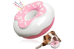 LACCEN Hundespielzeug Unzerstörbar – Kauspielzeug für Aggressive Kauer, Hunde-Quietschspielzeug Robuster, Hunde Spielzeug für Kleine, Mittelgroße, Große Hunde, Krapfen Rosa