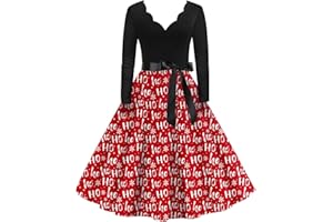 DIYIOUZHOU Soft Dress Womens Classic Long Sleeve Birthday Xmas Tuni Velvet Cozy V Neck Snowflake Zip Evening Dress Womens