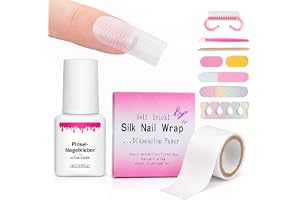 Nagelhärdare set – silkesnagelwrap set med pensel nagellim, 1 m självhäftande sidenband för naturliga naglar, 8-delat manikyr