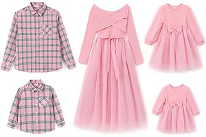 PatPat Ensemble Familial Tenue Assortie à Manches Longues pour Mère & Fille, Robes Princesse Festives, Outfits pour Toute la Famille, Femmes Bébés Filles Garçons, Automne & Printemps.