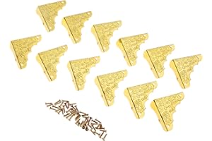 24 Packs Gold Antique Corner Protectors, 37 * 37mm,Mgoodoo Vintage Iron Corner Decorative Protector for Decorative Jewelry Wine Gift Wood Box Picture Frame Corner Protector Guard Including 96 Nails