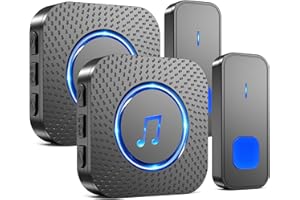 SURFOU Timbre Inalámbrico Exterior Interior Impermeable, Campainha Sem Fios, Wireless Doorbell Puerta para Casa 400M de Alcance con 55 Melodías, 5 Volumen (2 negro receptor + 2 negro transmisor)