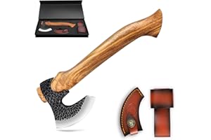 GOLDEN BIRD Mini Hacha con Funda, 27CM Hacha de Acampar Hacha de Mano con Mango de Madera de peral Hacha de Supervivencia Hacha al Aire Libre