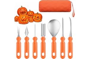 Royouzi Halloween Kürbis Schnitzset, 7 Stück Kürbis Schnitzen Set DIY Halloween Dekoration Edelstahl Kürbis Schnitzwerkzeuge mit Oxford-Stoff Tragetasche für Kinder und Familie