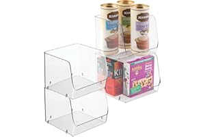 mDesign Plastikowe pudełka do przechowywania w stos, 4 sztuki, kuchenne pojemniki do przechowywania i organizery wykonane z wytrzymałego tworzywa sztucznego, idealne pojemniki do przechowywania