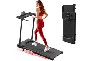 HOFTME Klappbares Laufband für Zuhause, 5° Neigung, tragbares Laufband, 8 km/h, 2,5 PS Laufunterlage mit Griff, elektrische Laufgeräte für Zuhause mit LED-Display und Getränkehalter