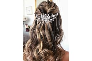 Vakkery Pearl Bride Wedding Hair Vines Silver Flower Hair Piece Leaf Bridal Hair Accessories for Women and Girls