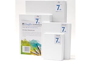 M MERCEO Großes Leinwand Set zum bemalen 28 stk - (A3) 30x40, (A4) 24x30, 20x25, 13x18 - für Acrylfarbe, Aquarell, Öl, Gouache, vorgrundierte Leinwände aus 100% Baumwolle, für Kinder, Anfänger, Hobbymaler