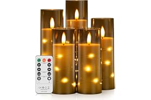 Forever Speed 5PCS Velas LED con Mando a Distancia, Regulable LED Velas Efecto Llama con Cuerdas de Luces Incrustadas Velas Decorativas para La Decoración Casera del Partido - Gris