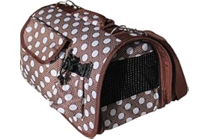 BPS BUENA PET SHOP BPS (R) Portador Transportín Bolsa Bolso de Tela (Lunares) para Perro, Gato, Mascotas Animales,Tamaño:S,37x22x20cm (Marrón)