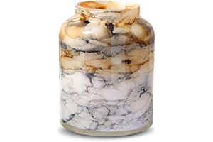 Terroso - Vase - Verre Couleur Sable soufflé à la Bouche - Aspect Luxueux, élégant et stylé - 25 cm de Haut - Aspect marbre - Vase à Fleurs