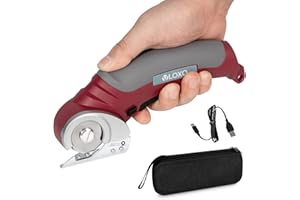 VLOXO Cúter Rotativo Eléctrico,Tijeras Eléctricas Inalámbricas Equipado Con Cerradura De Seguridad Caja De Almacenamiento 4.2V Cortador Rotativo Para Caja De Cartón Alfombras Cuero Tela De Fieltro