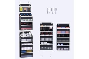 ‎HSD HOUSEWARE HSD Houseware 1 Geteilt in 2 Hängeregal Camping, Tür Organizer mit 5 Taschen 3 PVC Taschen 4 Netzseitentaschen, Organizer Hängend Camping, Hängeorganizer Tür (Schwarz)