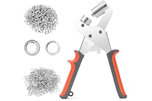 BREERAINZ Occhiellatrice per Teloni Professionali, Occhielli per Teloni Multifunzione, con 500 Occhiello (Ø interno 10mm), per Pelle Telone Cartone PVC Tessuto
