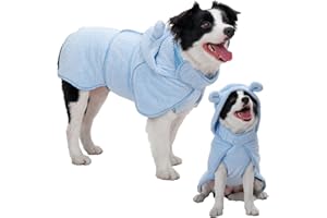 Arblina Bademantel Hund für Mittelgroße/Große Hunde, Zweischichtig Verdickte Trockentücher für Hunde, Mikrofaser-wasseraufsaugendes Hundebademantel, Schnelltrocknendes Hundemantel für Bad&Schwimmen, M