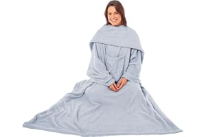 Olivia Rocco Wearable TV Blankets Soft Cosy Fleece Slankets for Unisex Women Men Fluffy Plush Throws with Sleeves and Pocket Winter Adults Throw Blanket for Bed Sofa Couch 140x183cm